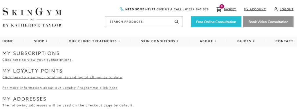 Manage your SkinGym subscriptions in your SkinGym account