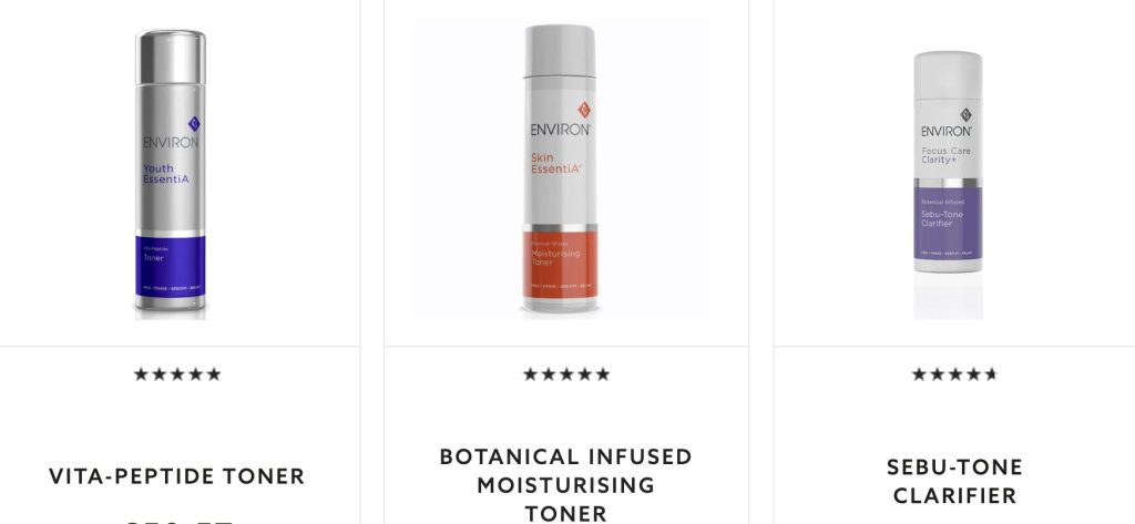 Pack shot of 3 top selling Toners at SkinGym